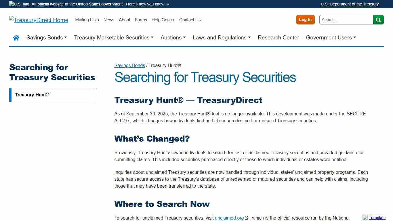 Treasury Hunt® — TreasuryDirect